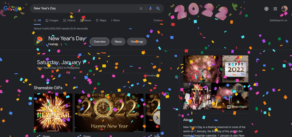 LifeBeyondRUBY's tweet photo. If you go to https://t.co/KgfGOCLxaZ and click on the New Year Google Doodle, you will see a confetti drop on your browser. Don't forget to click on the 🎉, too! Make sure your speaker is not full-blast! 😁

Anyway... HAPPY NEW YEAR TO EVERYONE!!! https://t.co/FqgMj246RD