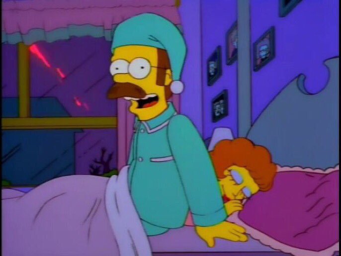 Simpsons_tweets's tweet image. Ooh January 1st. Better get going on those taxes Neddy.