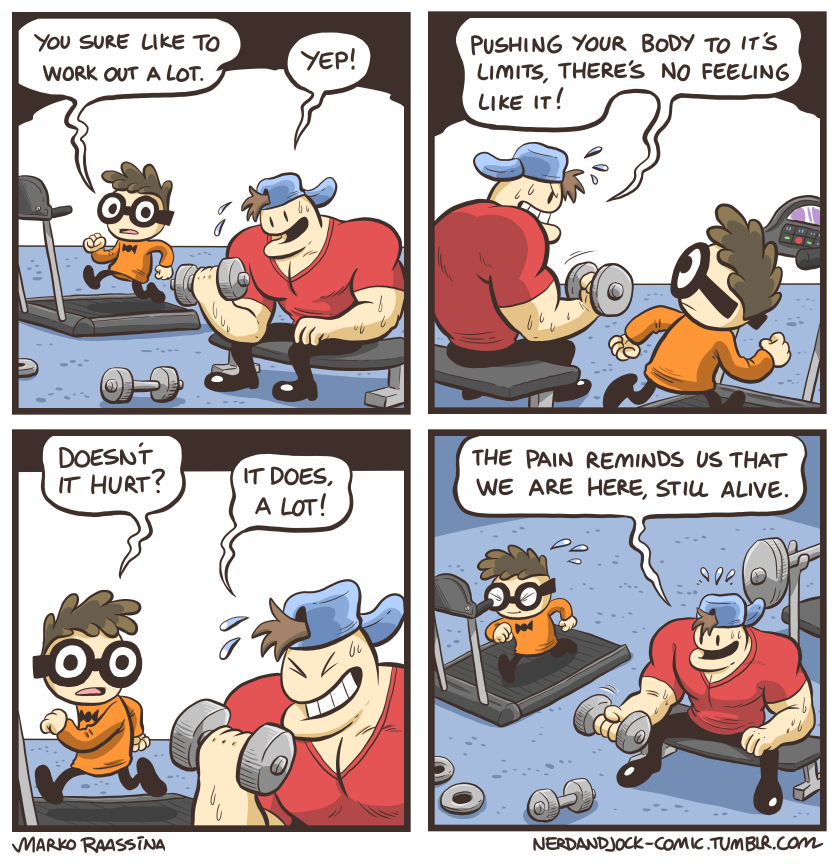 MarkoRaassina's tweet photo. Some motivational Nerd and Jock comics for new year, good time to hit the gym again! 💪 https://t.co/ntWfnvxB3b
