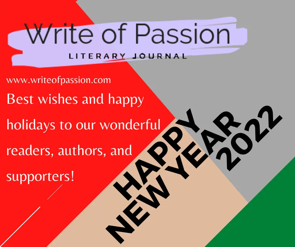 writeofpassion1's tweet photo. Happy New Year to all of our amazing readers and authors! 
Website: https://t.co/WCzClSsJDC 
#WofP #WritingCommunity #litmag #LiteraryJournal #WritingAdvice #authors #writers #readers #readingcommunity  #submissions #writeofpassion #fiction #romance #magic #fantasy #allgenres https://t.co/hWHYOTLmCW