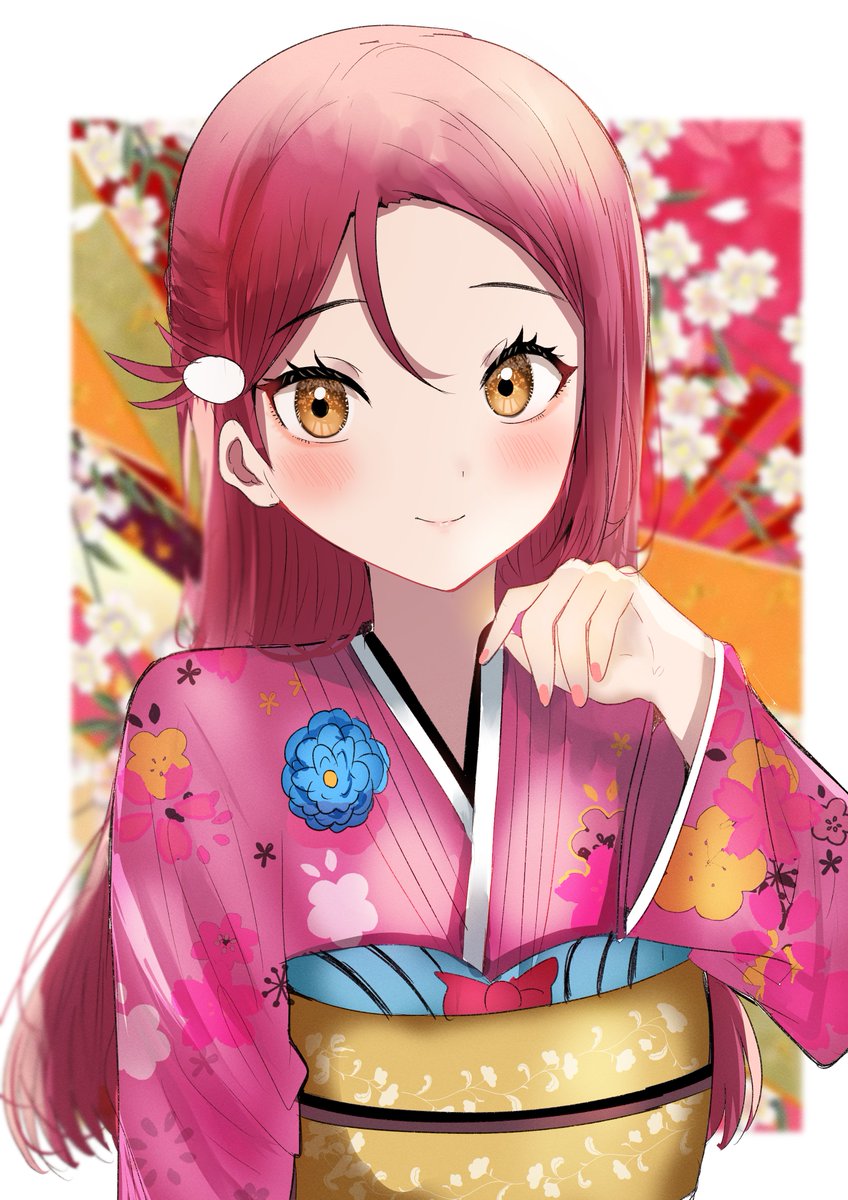 sakurauchi riko 1girl japanese clothes solo kimono long hair looking at viewer upper body  illustration images