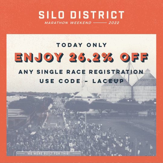 visitmagnolia's tweet photo. Here’s to 2022! If you need a reason to dream big or push your limits this year, come join us at the start line for our #SiloDistrictMarathon on April 22-24, 2022! Get 26.2% off any single race registration with code LACEUP at https://t.co/imjyLM3D3v. #VisitMagnolia https://t.co/uohqm6buhA