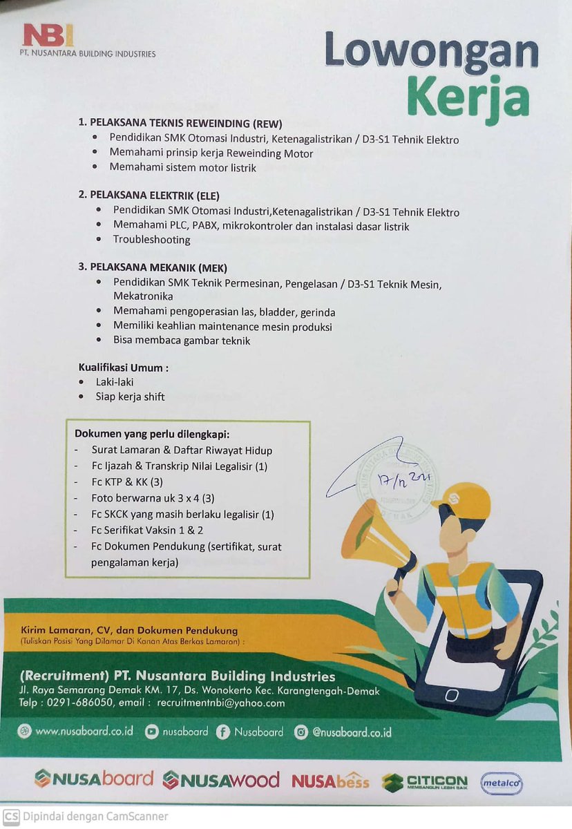 disnakerinwng's tweet photo. Rekrutmen PT NBI #wonogirikerja #wonogiri #lowongankerja https://t.co/YGLKStyUEk