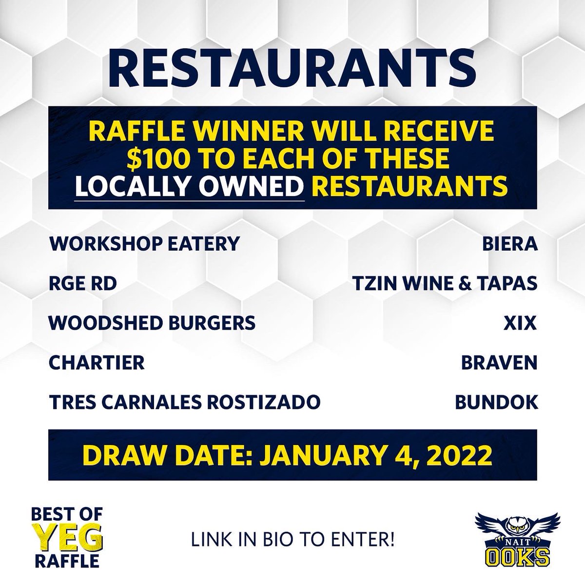 OoksMBB's tweet photo. Last chance to grab your tickets for the “Best of YEG” raffle!

All proceeds to toward student-athlete scholarships!

🎟: https://t.co/HvYJQknkh3 https://t.co/lMbtxEXt25