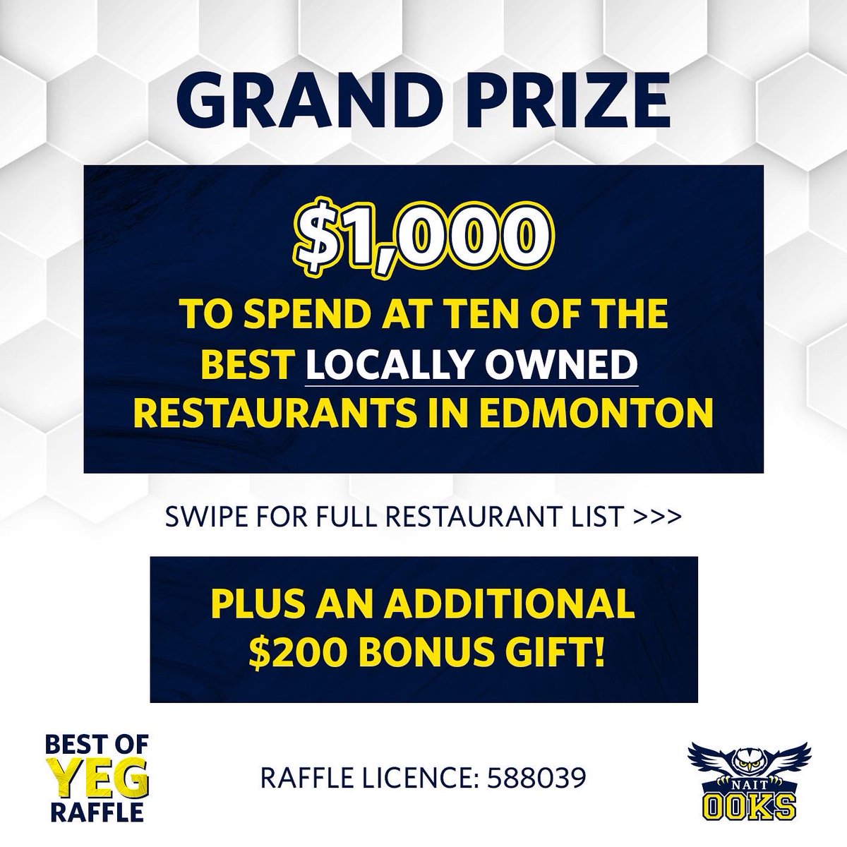 OoksMBB's tweet photo. Last chance to grab your tickets for the “Best of YEG” raffle!

All proceeds to toward student-athlete scholarships!

🎟: https://t.co/HvYJQknkh3 https://t.co/lMbtxEXt25