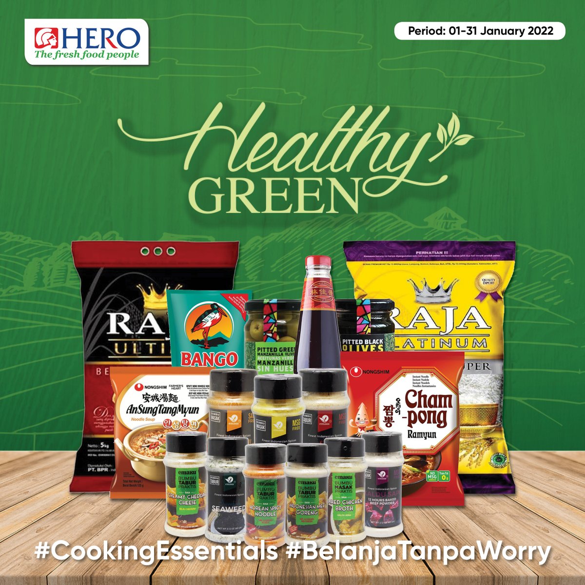 HEROSupermarket's tweet photo. Yuk ikuti tur di @herosupermarket Healthy Green #ToStartYourDay dan lengkapi kebutuhan memasakmu sekarang, dengan harga diskon spesial!๐ค Berlaku selama bulan JANUARI 2022. Tersedia juga pilihan untuk belanja dari rumah melalui Whatsapp Delivery, Happy Fresh & GoMart๐ https://t.co/IUmdk7roNX