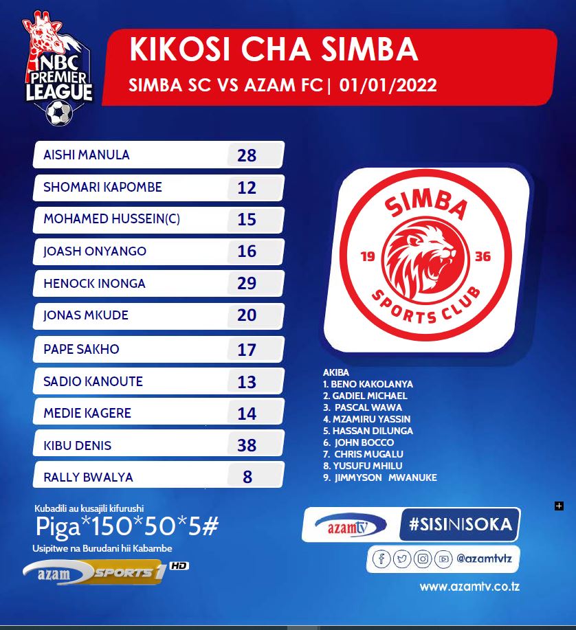 azamtvtz's tweet photo. #MzizimaDerby:  Vikosi vya timu zote mbili

Tuko LIVE #AzamSports1HD

#AzamSports1HD #NBCPremierLeague #NBCPL #NBCPLUpdates #LigiKuuYaNBC #SimbaVsAzam #SimbaSC #AzamFC #MzizimaDerby https://t.co/wX5UtJ1EzZ