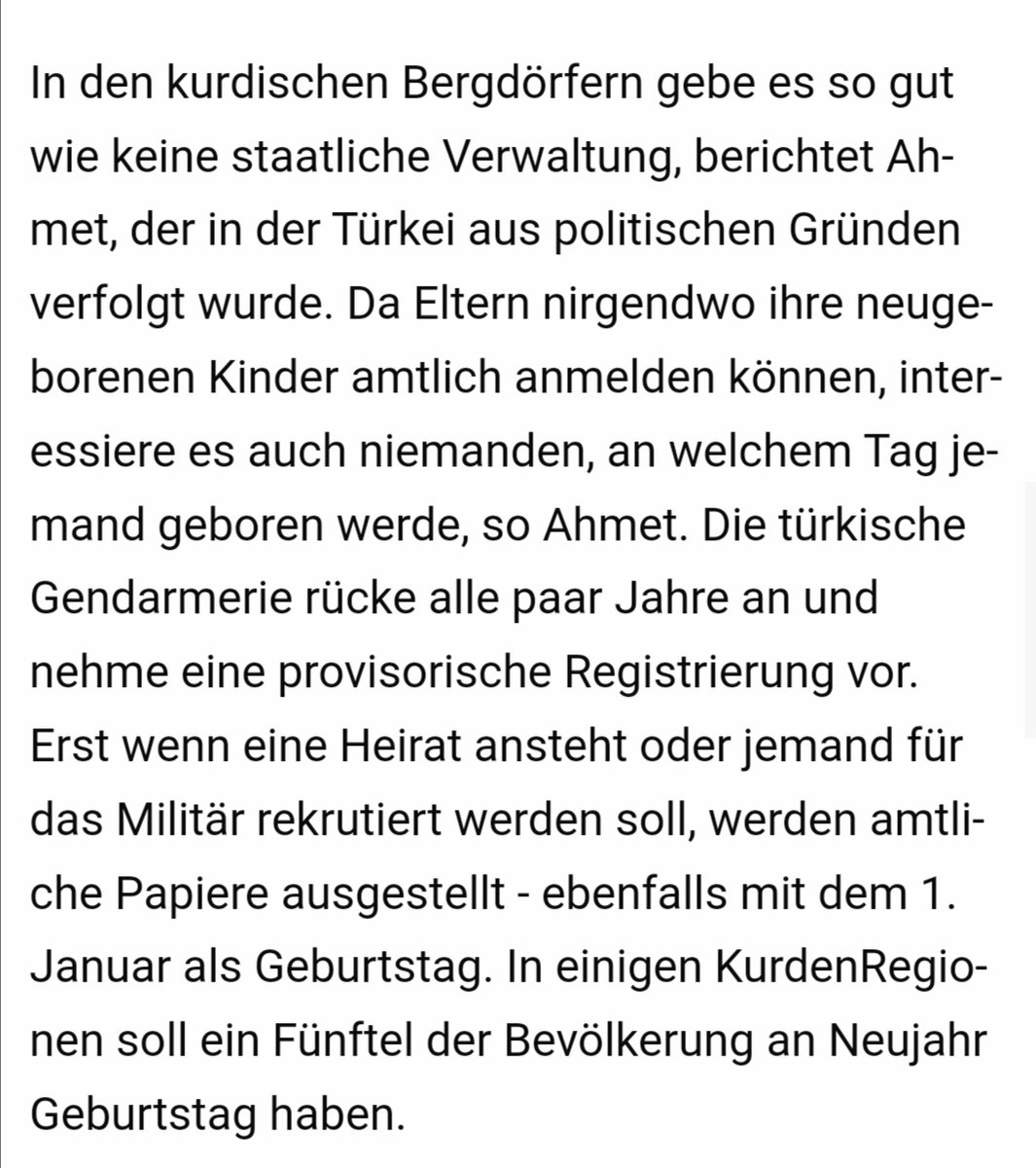 Viele Millionen kurdische Menschen haben heute vermeintlich Geburtstag - wünsche ihnen natürlich alles Gute

Klargestellt werden sollte aber auch: selbst diese Situation zeigt die strukturelle Diskriminierung von Kurd*innen auf.

Neben dem Humor darüber gibt es auch diesen Aspekt