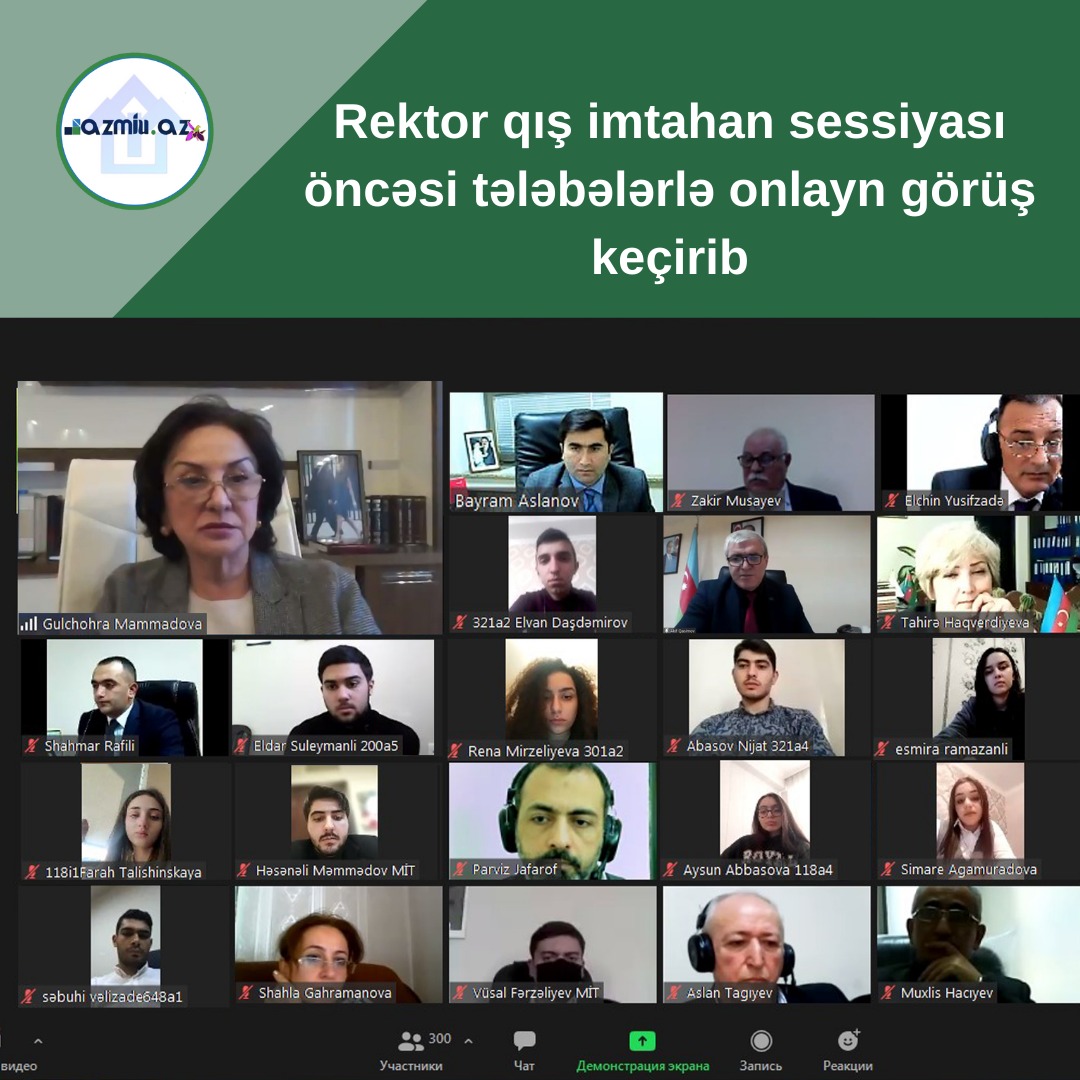 azmiu_az's tweet photo. Rektor qış imtahan sessiyası öncəsi tələbələrlə onlayn görüş keçirib 
#AzMiu #AACU #Azerbaijan #Baku #AzerbaijanUniversity https://t.co/QFXrp0ApYx