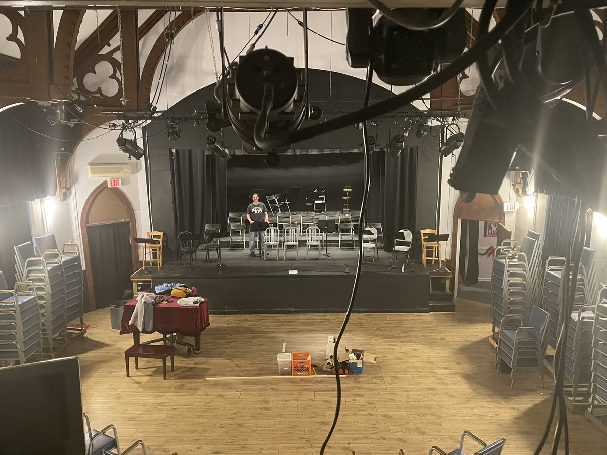 MonsterAMusical's tweet photo. Setting the stage for tomorrow’s meeting of the performers with the band! Can’t wait. “Monster the Musical” Concert Reading this Friday, Saturday and Sunday! January 7-9, 2022. #MonsterMusical #MusicalTheater #FootlightersTheater #ConcertReading https://t.co/H2BdITtxTz
