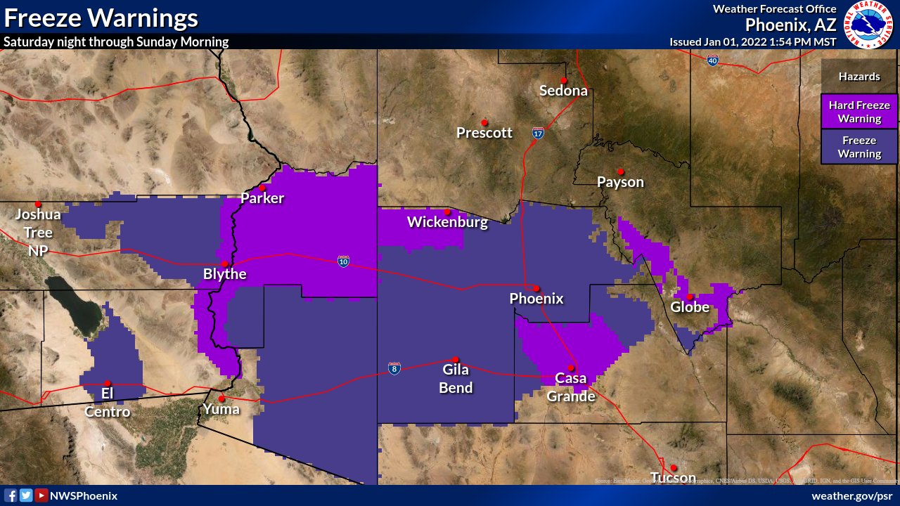 NWS Phoenix on Twitter "Temperatures tonight will drop to or below