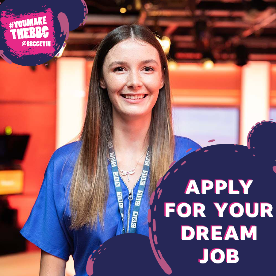BBCGetIn's tweet photo. Apply for your dream job! 🙌

Have you completed your apprenticeship application? From software engineering, to business management, there is a place for you here at the BBC.

Click the link below to find out more and kickstart your career! https://t.co/DpLuXexgLb #YouMakeTheBBC https://t.co/3KysKrkZej