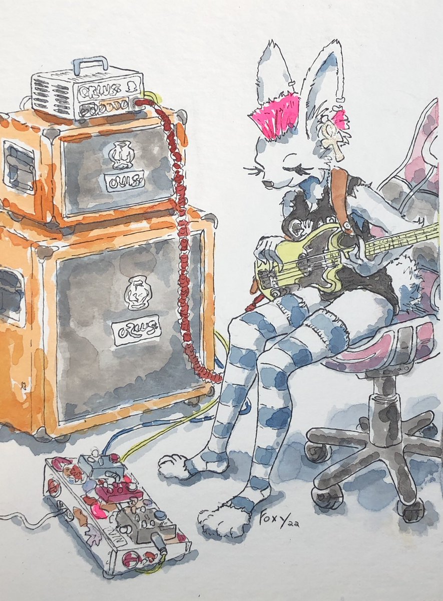 PointRoyalTea's tweet photo. Punk bunny is best bunny… #orangeamplifiers #telebass #furryartwork #bunnygirl https://t.co/cISvhZAu5m