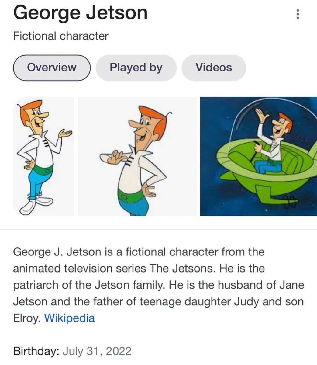 jetsonsrobotics's tweet photo. We have entered 2022,the year George Jetson was born. In the next 30 years,everyone will switch to flying cars,there will be robots at home,we will be fed with pills.Happy birthday daddy George Jetson 🎉🎂Your family Jetson's Robotics6435 loves you ❤ https://t.co/L4TIptzEov
