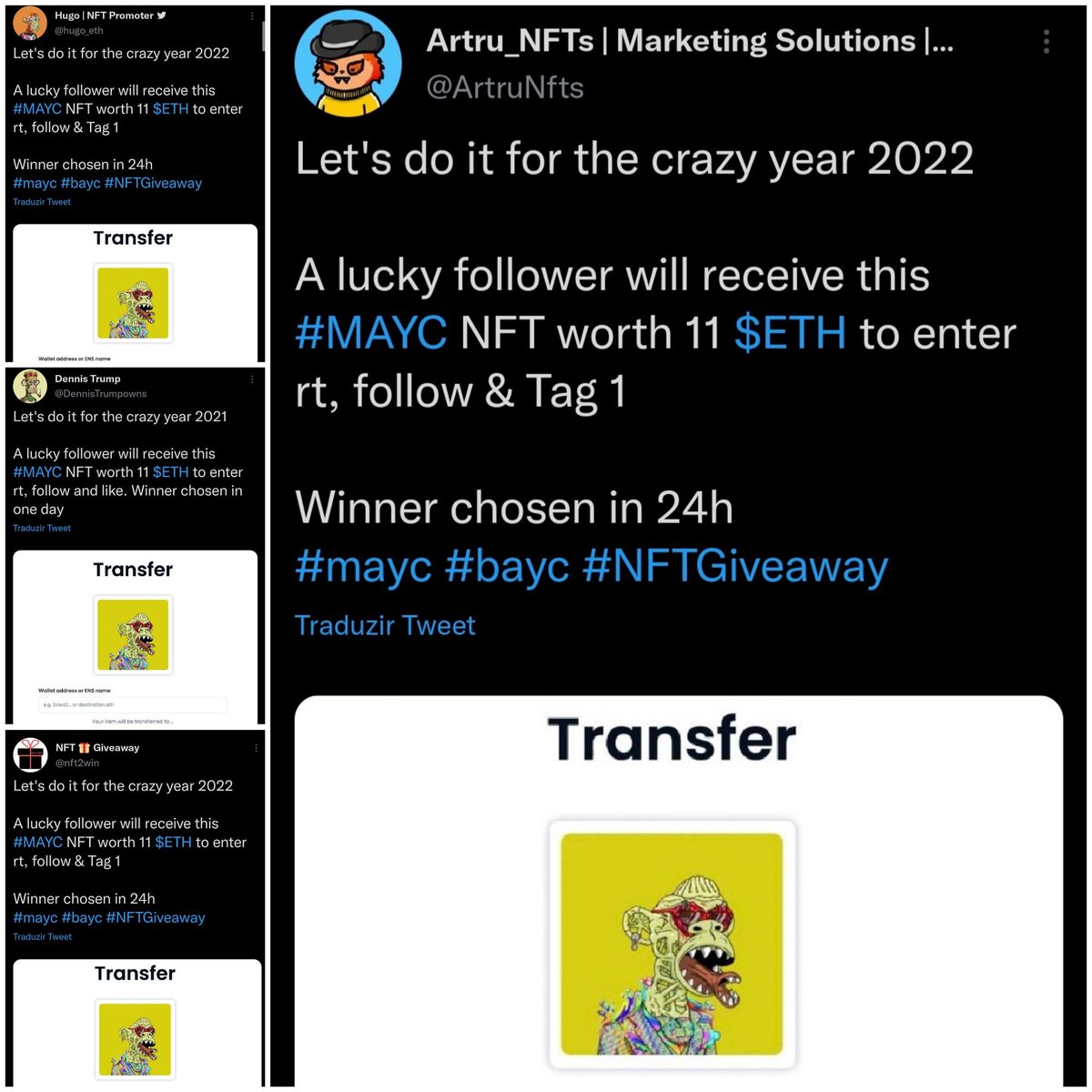 BrunoGalrao's tweet photo. Looks like a lot of people got the same #MAYC...and they are giving it away...interesting ๐คฃ๐คฃ
#MAYC #BAYC #Giveaways #WTF #NFTs #JustSayin #trustfull https://t.co/OSzXzfRah6