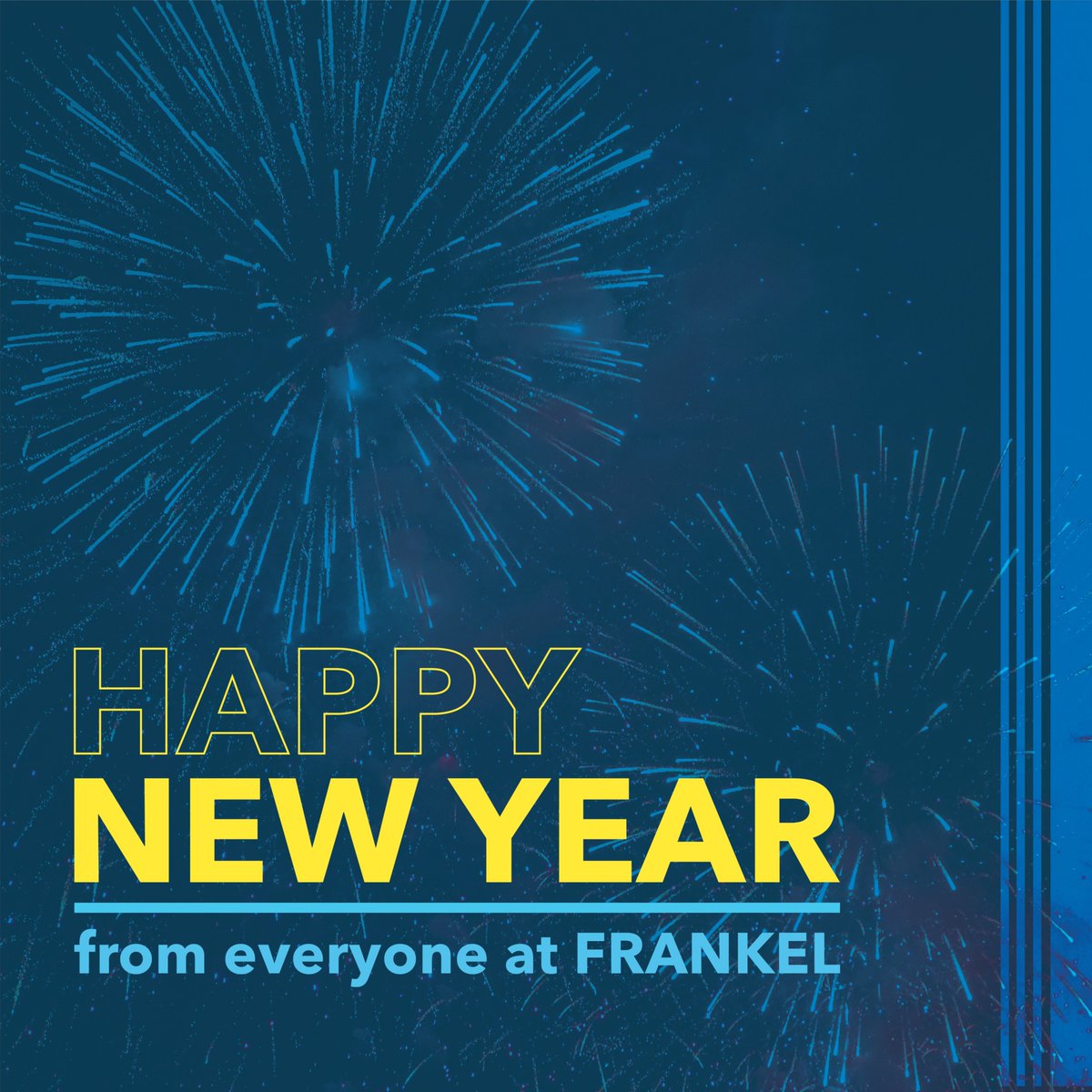 FrankelAgency's tweet photo. Happy New Year from Frankel! We have big plans for 2022 and would love to hear from you! 🎆 What would you like to see from us this year?  
What questions do you have that we can help answer? What content do you hope to see more of? 
Tell us below in the comments! 👇 https://t.co/MlkRdnxtUD