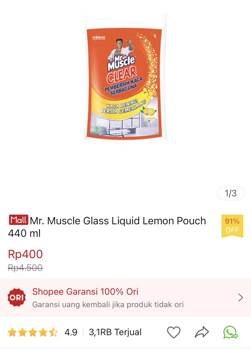 PromoSeekerTeam's tweet photo. Mr Muscle 440ml cuma Rp 400
Link : https://t.co/U692dXY03m https://t.co/NhUkNNV99h