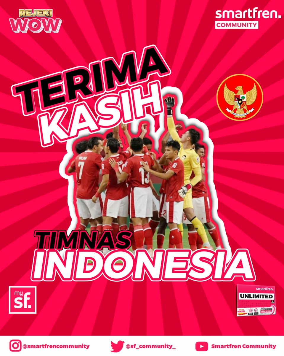 SF_Community_'s tweet photo. Tidak juara bukan akhir dari perjuangan. Terima kasih Timnas Indonesia 🇲🇨 sudah berada di titik ini dan bermain dengan sportivitas tinggi. Meski belum juara, Garuda tetap di dada!

@smartfrenworld https://t.co/4h7jMAGcML