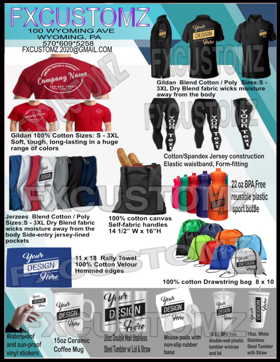 Need a new supplier for your business or sport spirit wear? Need a tweek to your logo?
Why shop with the big box companies?
 Fxcustomz changes the game! 
No minimum order* quantity discounts* personalized experience* fast turn around times* quality products
Shop small businesses!