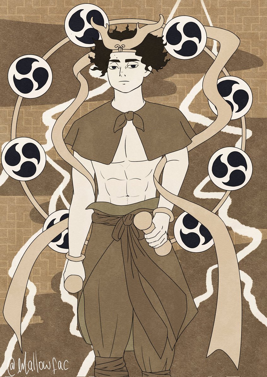 I'm delighted to be able to share my piece for the HQ Myths &amp; Legends Exchange! (<a href="/HqMyths/">HQ Myths & Legends Exchange</a>)

I hope you like this illustration of Raijin Omi, <a href="/linalvs_skts/">Lina 𖤩 | sakuatsu 📌</a>! 💜