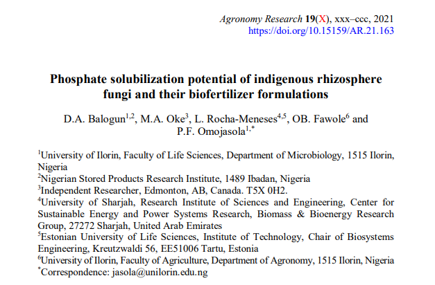 LMRMeneses's tweet photo. Latest paper has been published in the Journal Agronomy Research. A joint collaboration with Researchers in Nigeria, Canada, Estonia, and UAE.
https://t.co/kSnpK8GokR https://t.co/FKmGi3q8A4