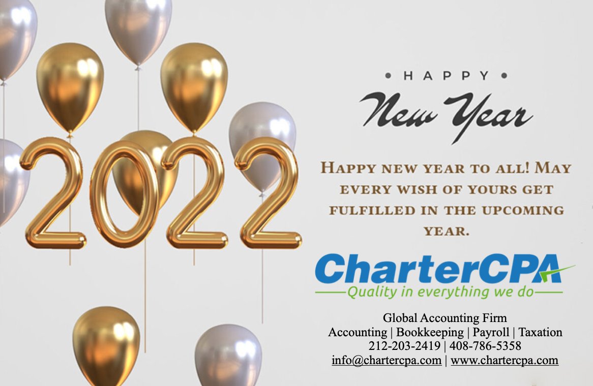 CharterCpa's tweet photo. Happy New Year 2022!

#HappyNewYear #NewYear #2022 #accounting #cpa #outsource https://t.co/NLViBjO8E0