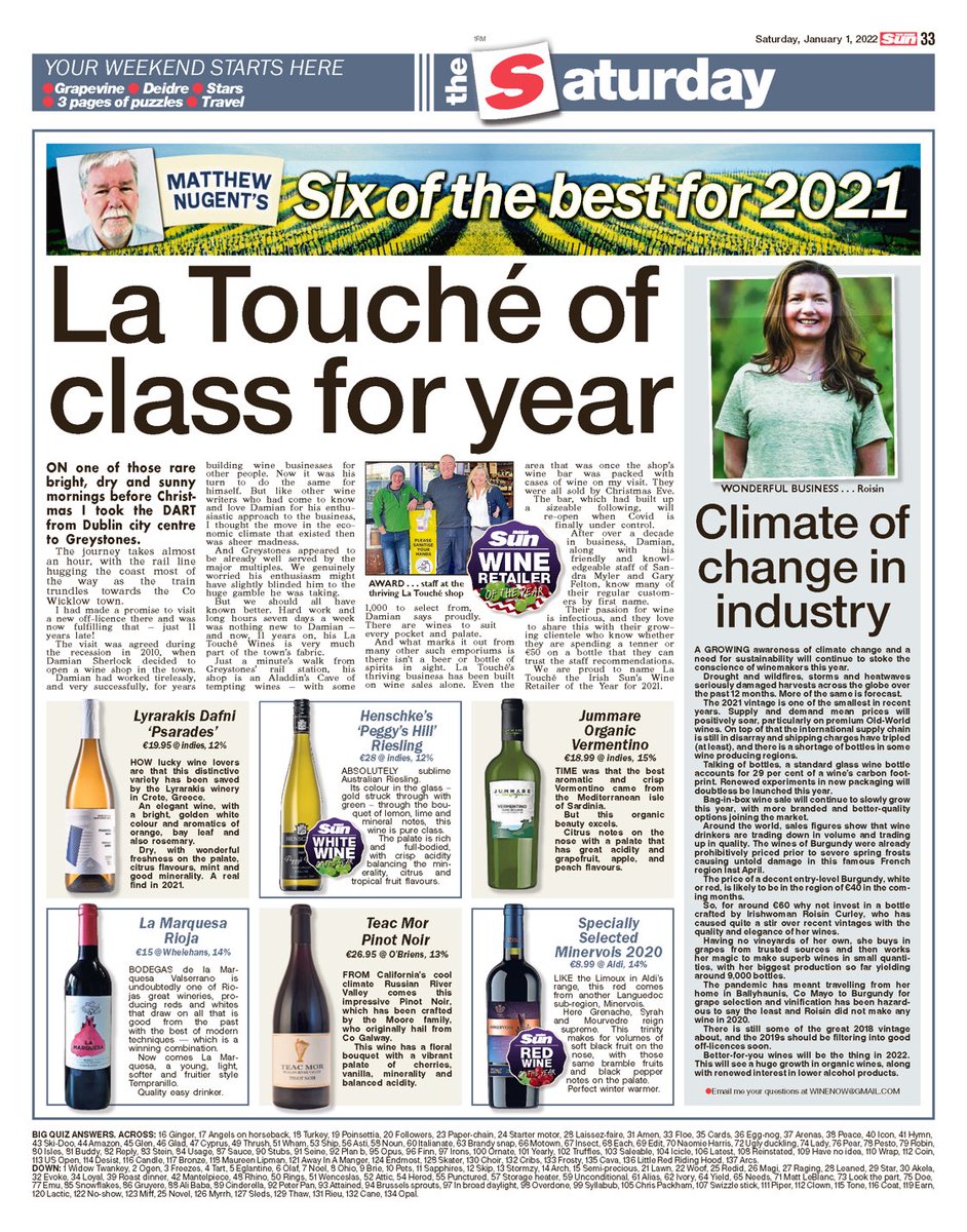 Winechat's tweet photo. My wines of 2021 and La Touché Wines named Retailer of the Year ⁦@Whelehanswines⁩ ⁦@roisincurley⁩ https://t.co/S3xgZNQ1Mb