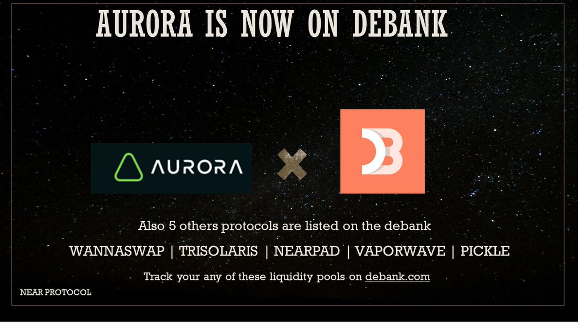 FleixNto's tweet photo. Now we can track these below defi on https://t.co/B5SWj6Msx4
Since @auroraisnear chain is integrated in the @DeBankDeFi 
Also track these @wannaswapamm @picklefinance @trisolarislabs @vwavefinance @NearPad 

@NEARProtocol @OpenWebSandbox 
@Near_InEvitable @Near1Forever https://t.co/ACWcAHNFYI