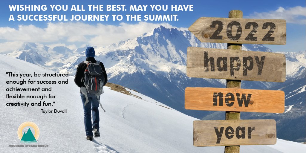 MtnStreamGroup's tweet photo. Wishing you all the best. May you have a successful journey to the summit.

"This year, be structured enough for success and achievement and 
flexible enough for creativity and fun." - Taylor Duvall https://t.co/2IvqJ7wqPF