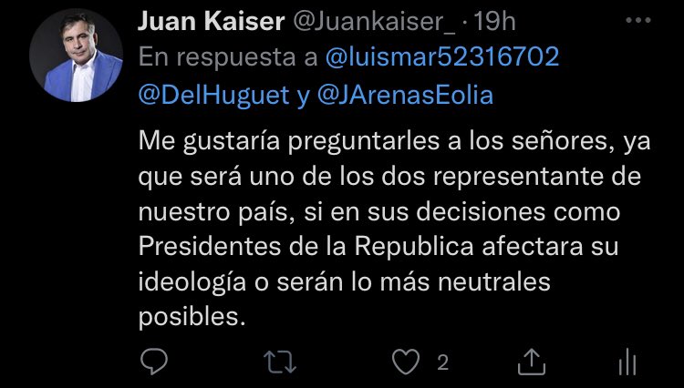 Juankaiser_'s tweet photo. Quiero recordar la pregunta que le hice a los dos candidatos por esta plataforma. Ya que es una pregunta más ligada con el cargo que podría ostentar el señor @DelHuguet. Pregunta que también la hago para el el candidato de UDC @JArenasEolia https://t.co/u1AslwWkZT