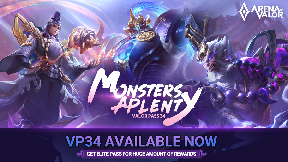 AoV_Europe's tweet photo. Just in time for the new year, VP34 has begun! Get your Elite Pass today and immediately receive Legacy Spirit Arduin, then level it up to get Golden Fox Onmyoji Aleister and Cursed Demon King Wukong! Who will we see at level 60 next week? 

#ArenaofValor #VP34 #AoV https://t.co/zpM8khFYp9