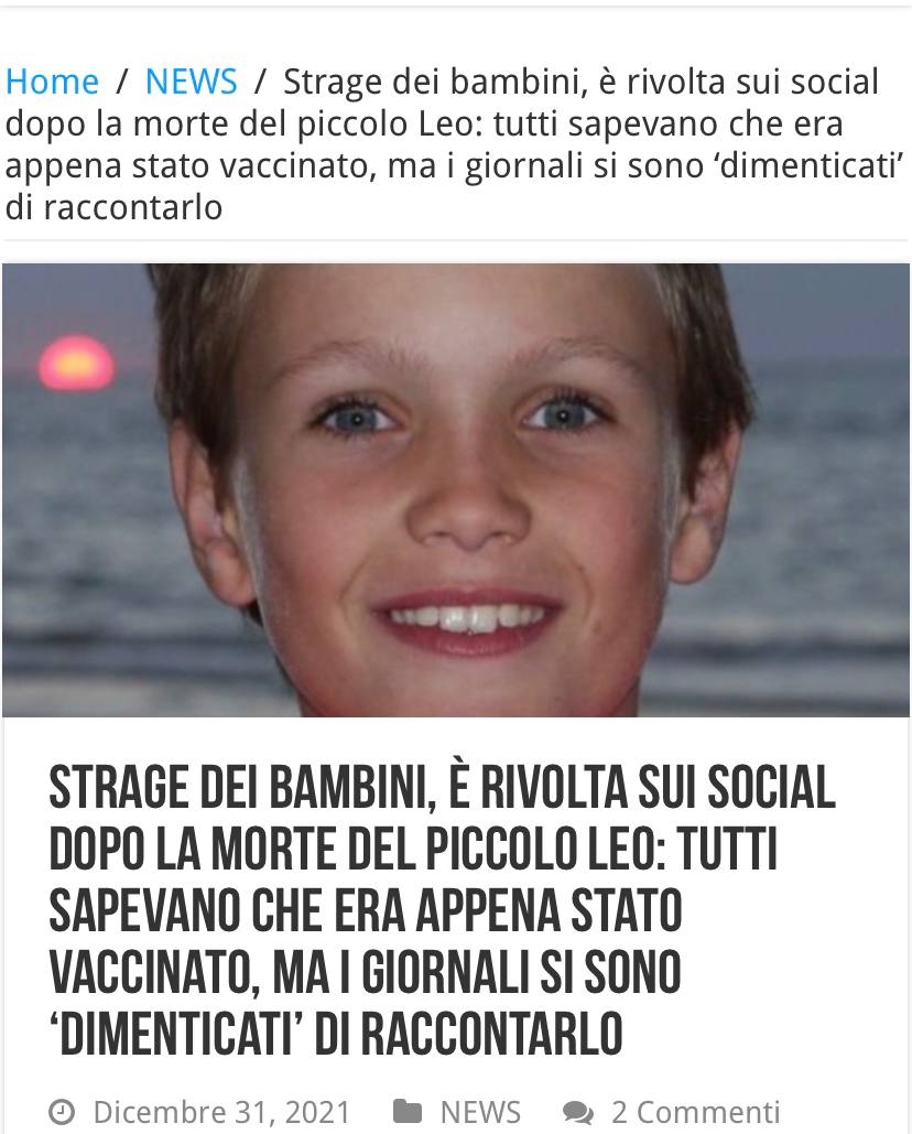 MiroRossini's tweet photo. #nessunacorrelazione #giulemanidaibambini 
Quanti bimbi devono morire prima che vogliate ACCETTARE che i VAX NON SERVONO E UCCIDONO?
#ViVi perché liberi contro la #DittaturaNazisanitaria 
https://t.co/st6rQc2P0a https://t.co/qtNMj5ghIt