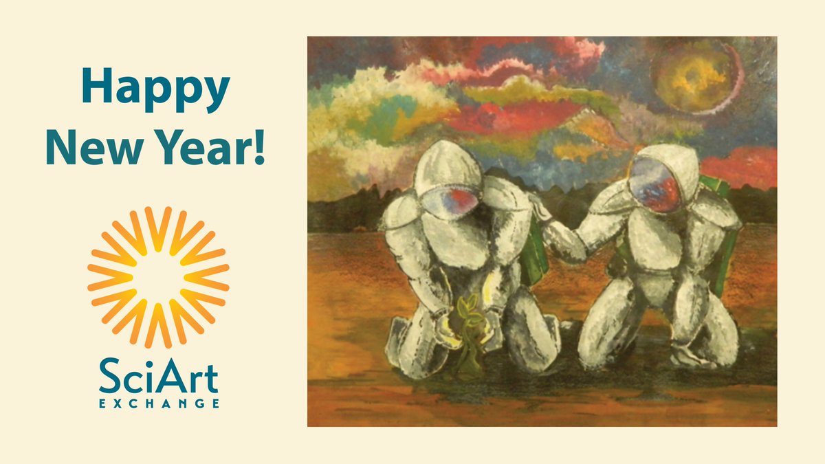 SpaceArtSAE's tweet photo. May your New Year be full of #happiness, #friendship, and wondrous #discovery! Image: Found #Life by Goud, winner #HumansinSpaceArt #Youth #Competition. #HappyNewYear #2022 #space #STEAM #SciArt https://t.co/MdecpIvUqe
