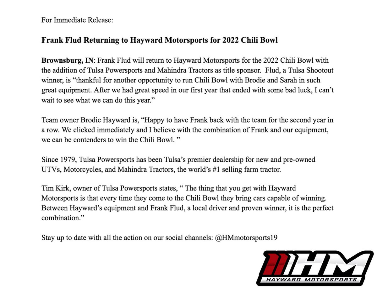 Hayward Motorsports tweet media