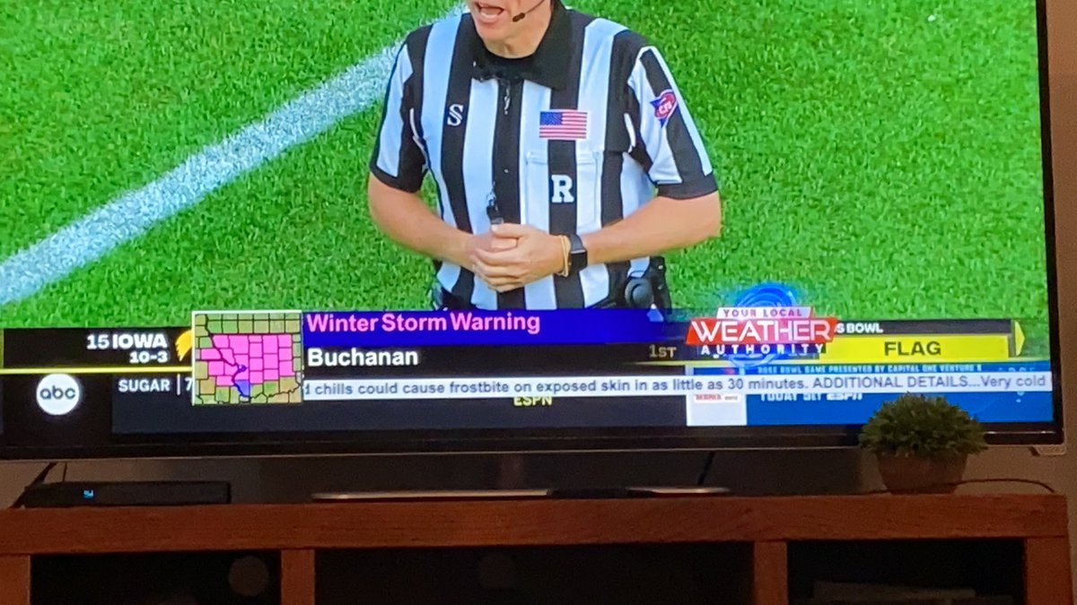 KateViestenz's tweet photo. @kq2 could you please take down or move your graphic (Or run it off and on) It’s impossible to see the Iowa score and info from the game. #CitrusBowl #GoIowa https://t.co/CsRJopUjDl