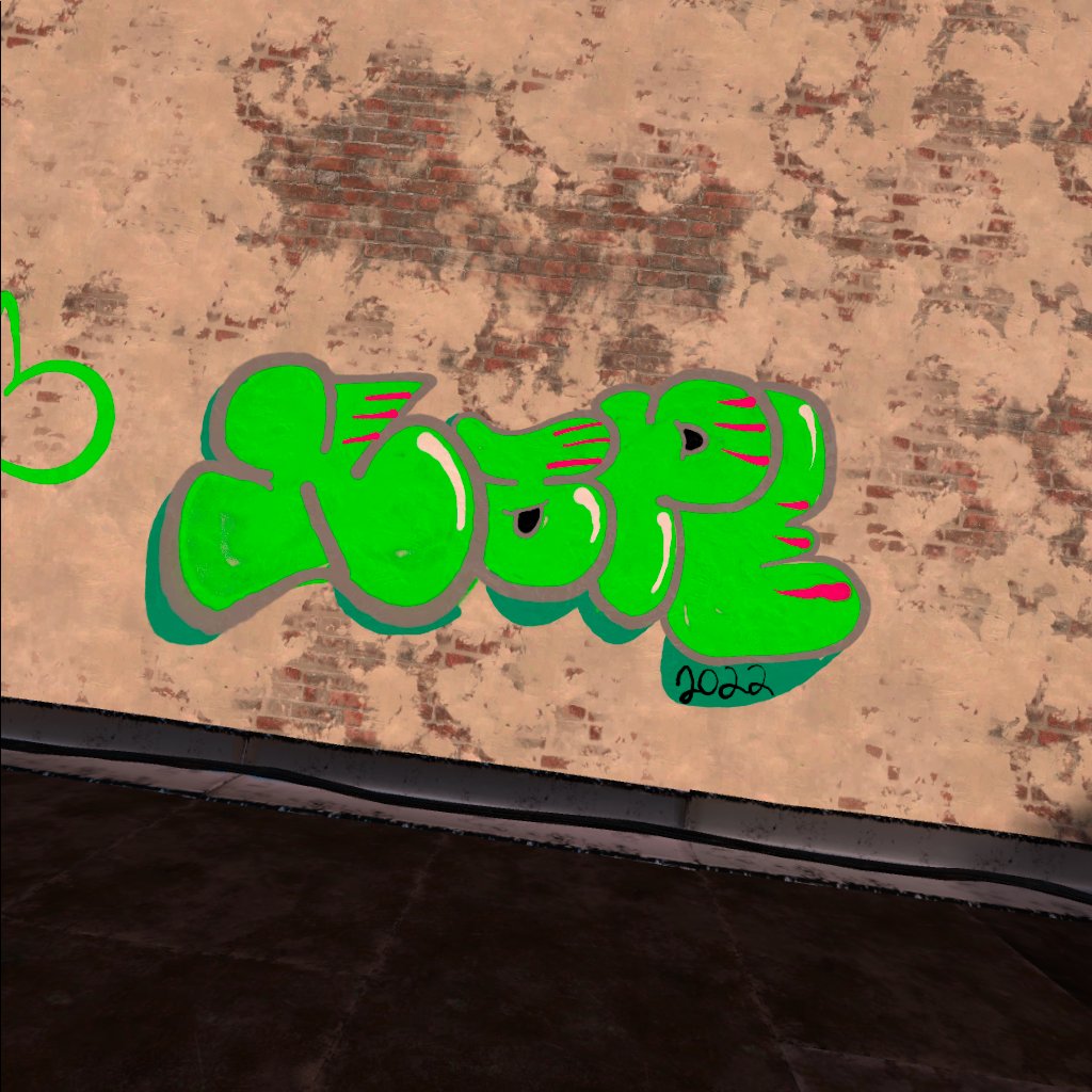 TheSkinnyMenace's tweet photo. Heyy! My first throw up of 2022!
#KingsprayVR has allowed me to get creative in a way i never thought i could! #graffiti is fun for me because no one can say im doing it wrong. its art because i make it that way
dont let people say you cant, because YOU CAN
#VR #art #pinkngreen https://t.co/AXVKAGKzJs