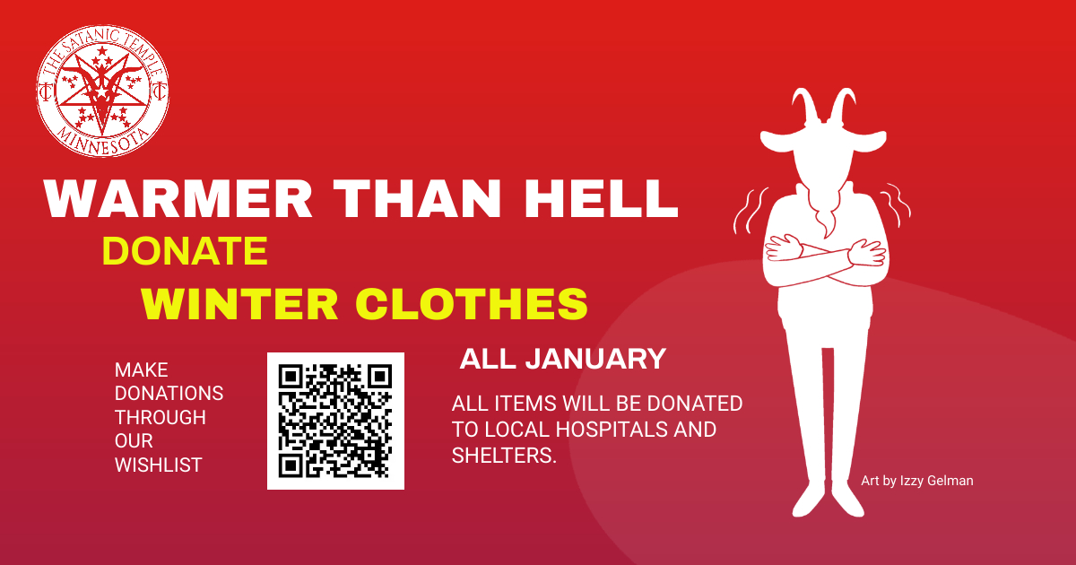 tstminnesota's tweet photo. TST MN is proud to announce we are hosting a Warmer Than Hell winter clothing drive! 

TST MN will be partnering with Twin Cities area hospitals and shelters to donate warm winter clothing to those in need. 

https://t.co/WNn60fYvjg https://t.co/9OqdRG3Fsr