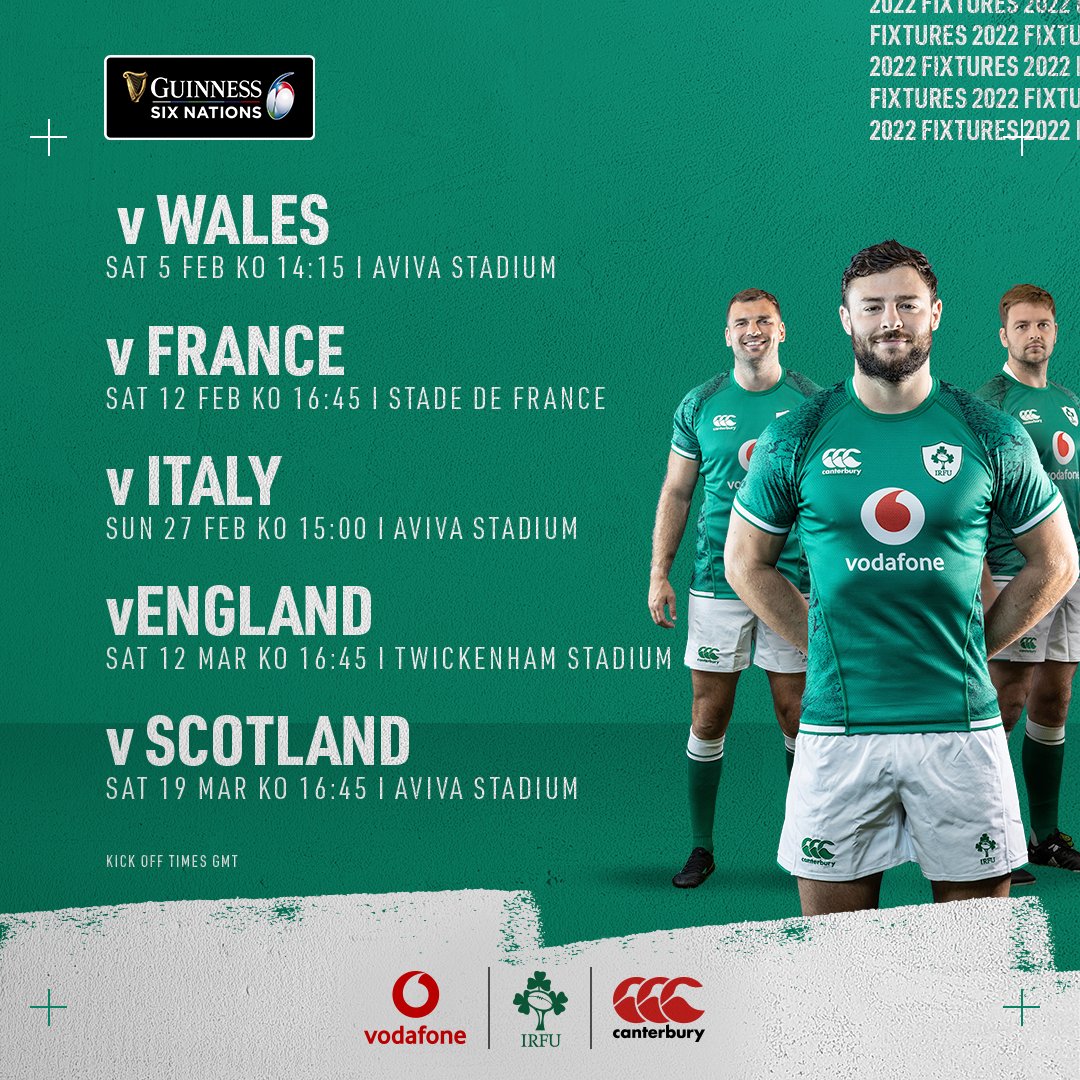 Our 2⃣0⃣2⃣2⃣ #GuinnessSixNations line up! ✊

#TeamOfUs | #IrishRugby