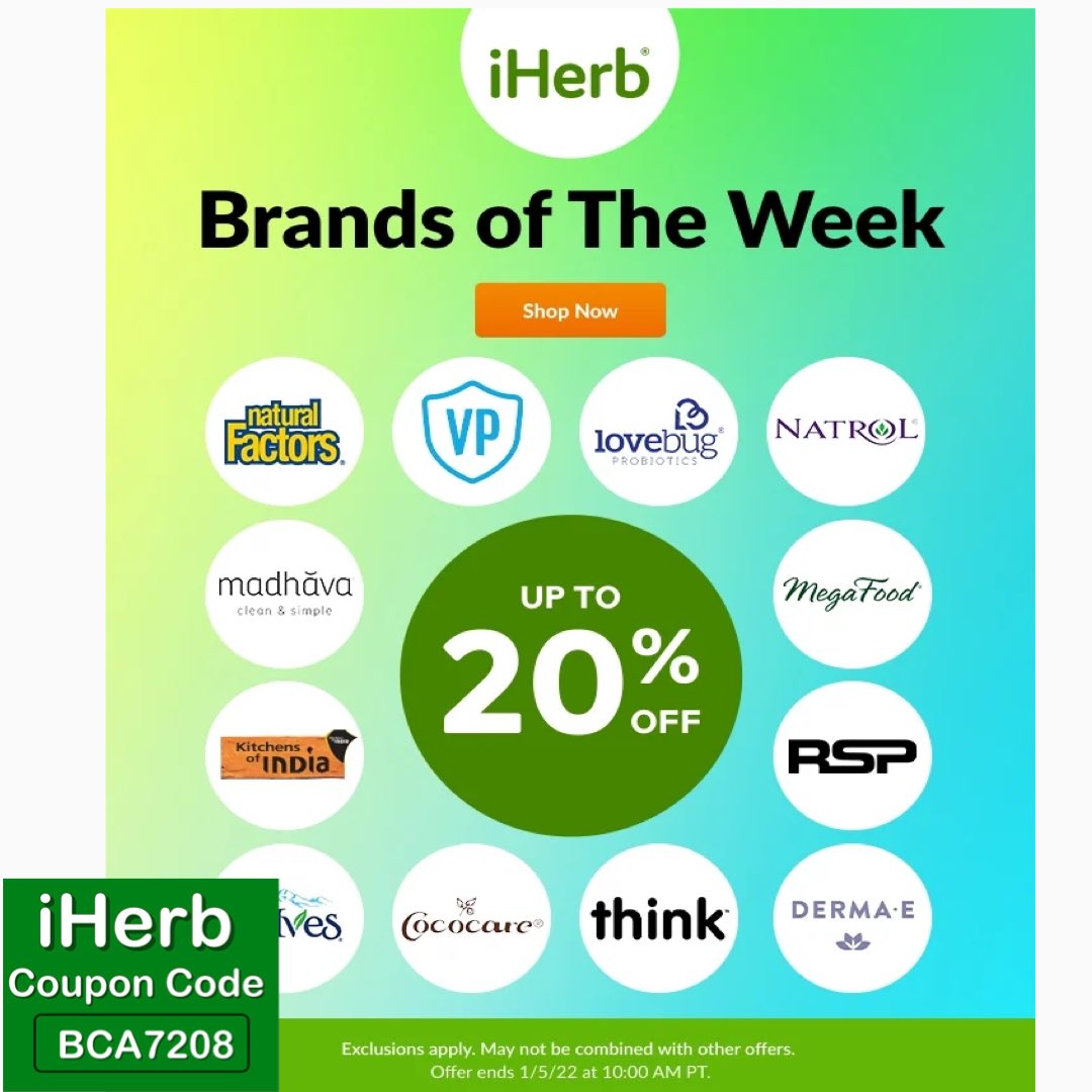 code20206's tweet image. iHerb 20% OFF on select Brands of the Week
🔗
iherb.com/c/iherb-brands….
.
iherb promo code BCA7208