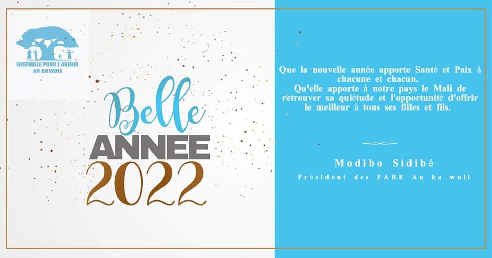 ModiboPresident's tweet photo. #ModiboSidibe : "Que la nouvelle année apporte Santé et paix à chacune et chacun. 
Qu'elle apporte à notre pays le #Mali de retrouver sa quiétude et l'opportunité d'offrir le meilleur à tous. 
Bonne année 2022 !" https://t.co/C9DstfwFug
