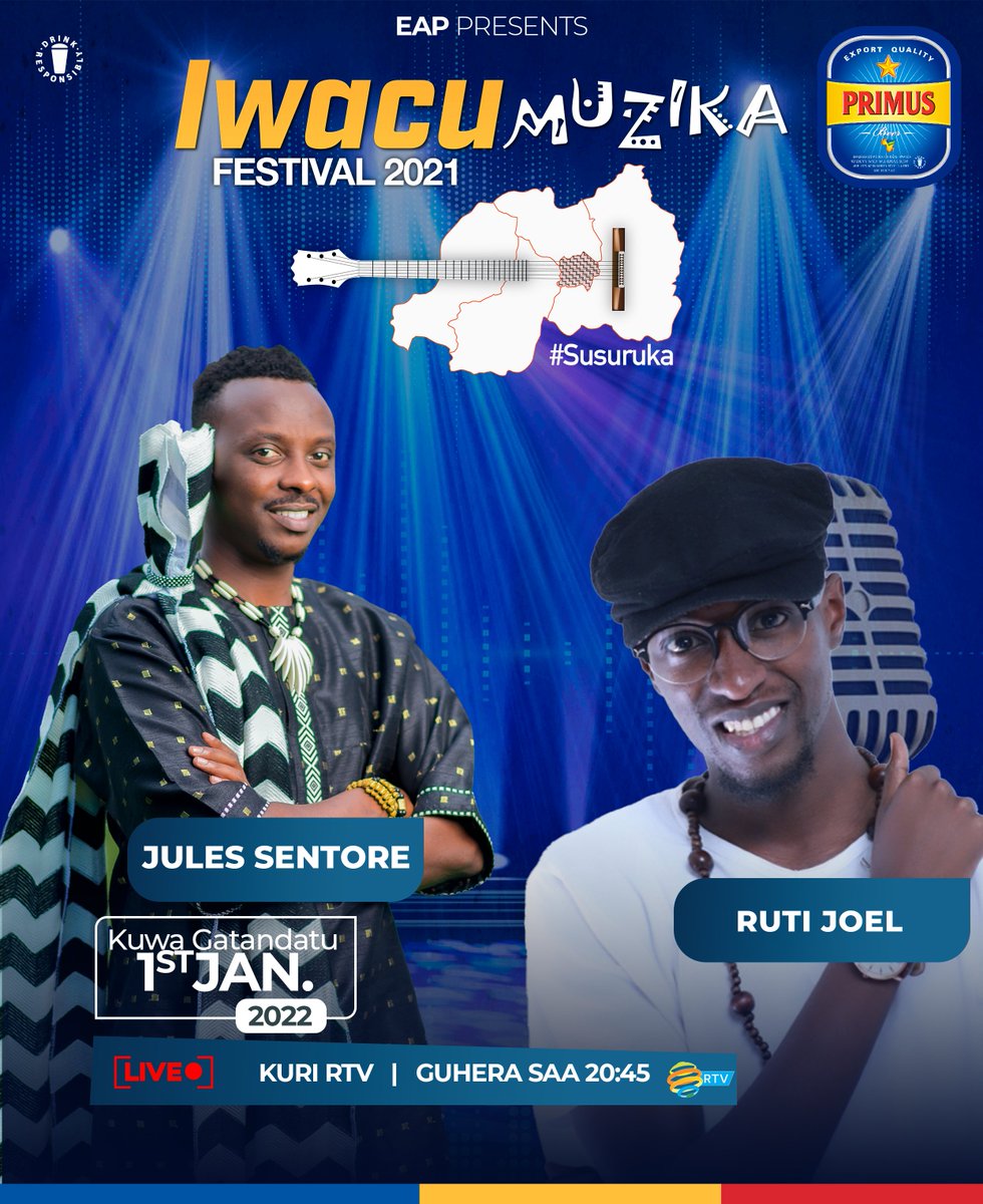 It's happening now!
Don’t miss <a href="/julesentore/">Jules Sentore 🎶</a>  &amp; <a href="/RutiJoel/">RUTI Joël</a>  performance at Iwacu Muzika Festival.🚨🚨
Make sure you tune in on RTV!

#EnjoyResponsibly