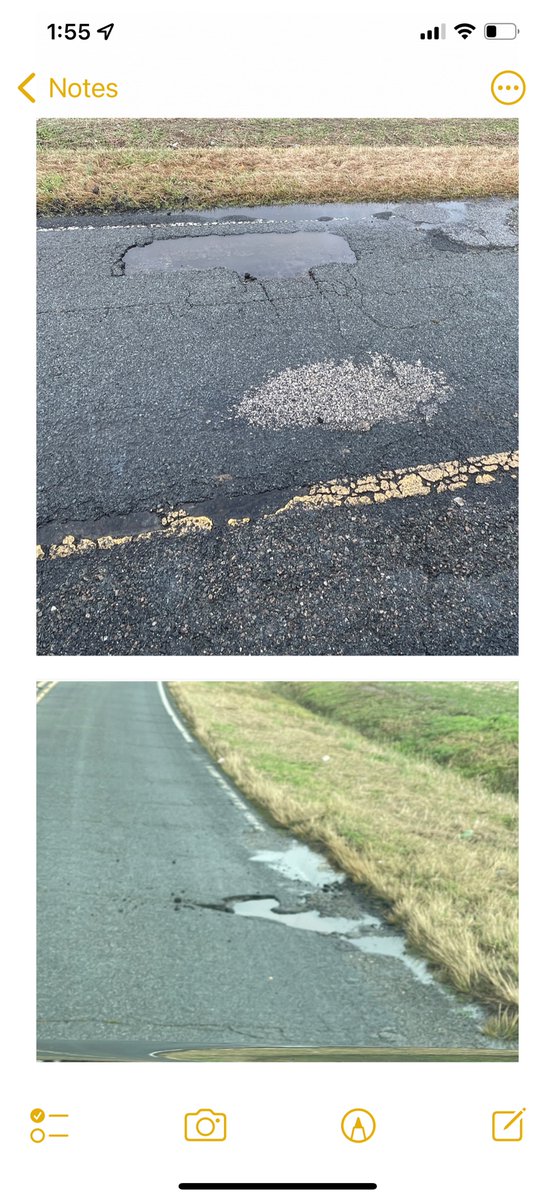 DiggsTosha's tweet image. #BadRoads in Clinton, NC — specifically Isaac Weeks Road. How long does it take to fix? These are pics from only a short stretch of that road. Please feel free to drive this scenic, well-traveled route and then go get your vehicle realigned. 
#GetItFixed #TakeCareOfPeople