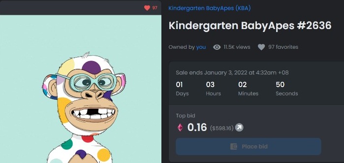 maelw99's tweet photo. @valleyTheCat anyone bid for 2 eth i will accept straight away the 1st lucky guys. Check my KBA got the most viewed and might be rare! The nft havent reveal yet @KBabyApes #2636 https://t.co/fC9nqhYPky
