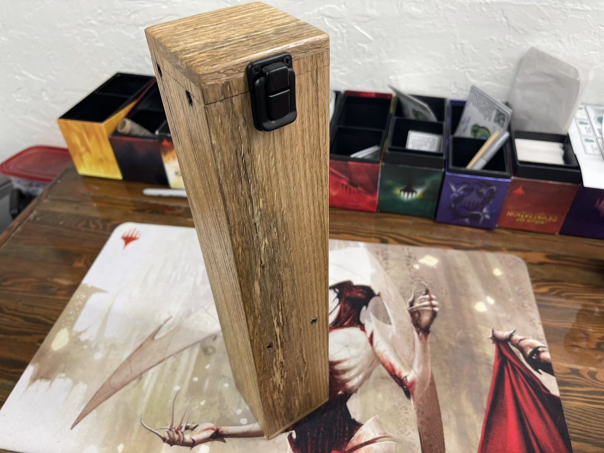 infecthall's tweet photo. I’ve been holding onto this for a while, but let’s do a #giveaway! 

If you wanna win this reclaimed oak playmat box here’s what you gotta do:
🔁 retweet
🤗 follow 
And that’s it! 

If we can get to 1000 followers, I’ll throw in a play mat to fill it! https://t.co/iC75wn6jiL