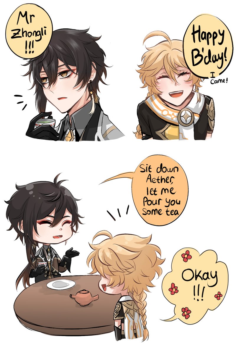 Happy late new year and happy late Zhongli's birthday! (late celebrations 🤣)
Zhongli x aether
#GenshinImpact #zhongther