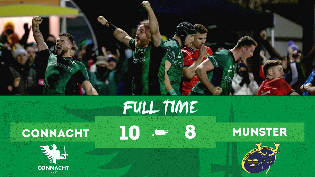 connachtrugby's tweet image. FT| 10-8 

Connacht are victorious against Munster Rugby at home! What a game!
#ConVMun