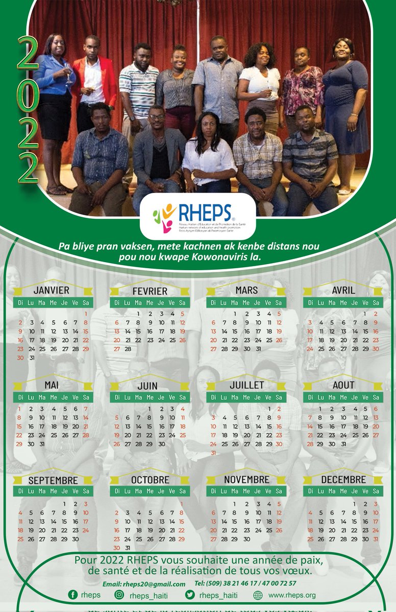 rheps_haiti's tweet photo. Pa bliye pran Vaksen, Mete kachnen ak kenbe distans pou nou kwape #Kowonaviris la. Se #responsablite nou chak! Yon lane 2022 nan lapè ak lasante. #RHEPS https://t.co/JrUUtarBuP