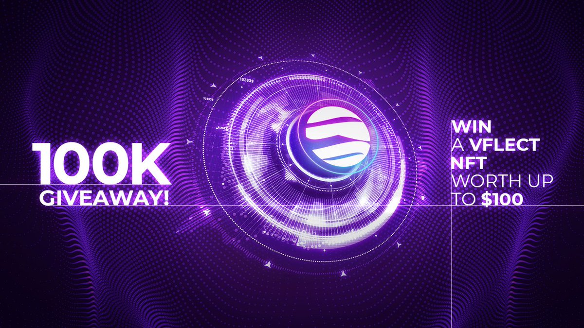 100k FOLLOWER GIVEAWAY! 

We've reached 100k followers on Twitter and want to give something back 🥰 For your chance to win 1 of 5 VFLECT #NFTs, simply follow us and RT! 

T&amp;Cs apply. Ends midnight 4th Jan.

$TVK #NFTgiveaway #NFT #NFTcommunity #Metaverse #NFTcollectors