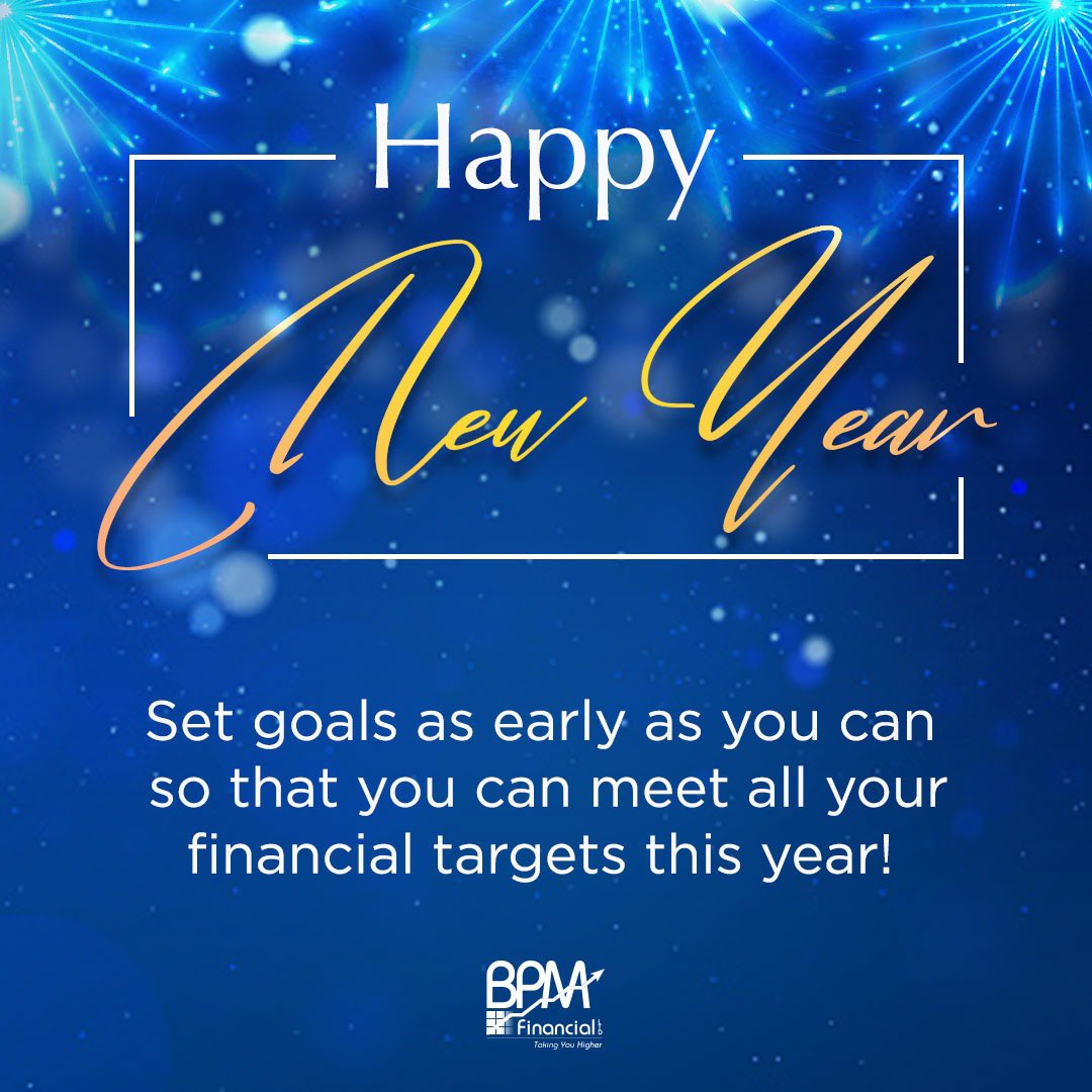BPMFinancialLTD's tweet photo. Set your goals early so that you can reach all your financial targets this year!
Happy New Year!
#BPMFinancial #TakingYouHigher https://t.co/Xu3a5mkv8E