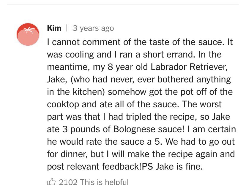 The only good comments section online is on recipes